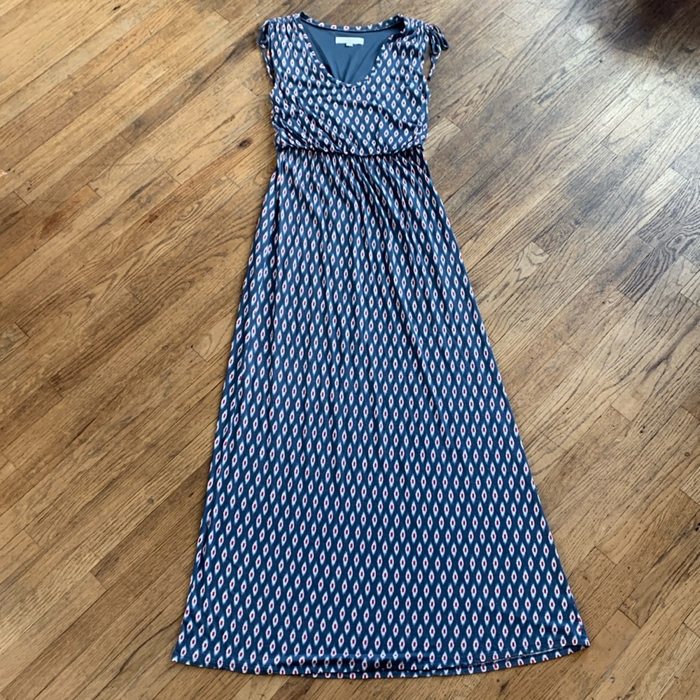 EUC Navy, Red & White Loft Maxi Dress, Size Small